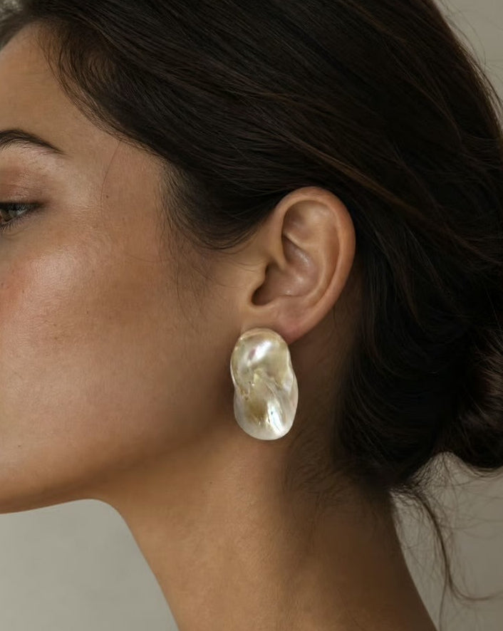 Jumbo baroque pearl earrings