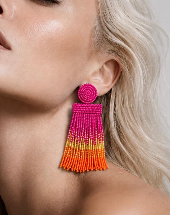The Mariposa Beaded Tassel Earrings