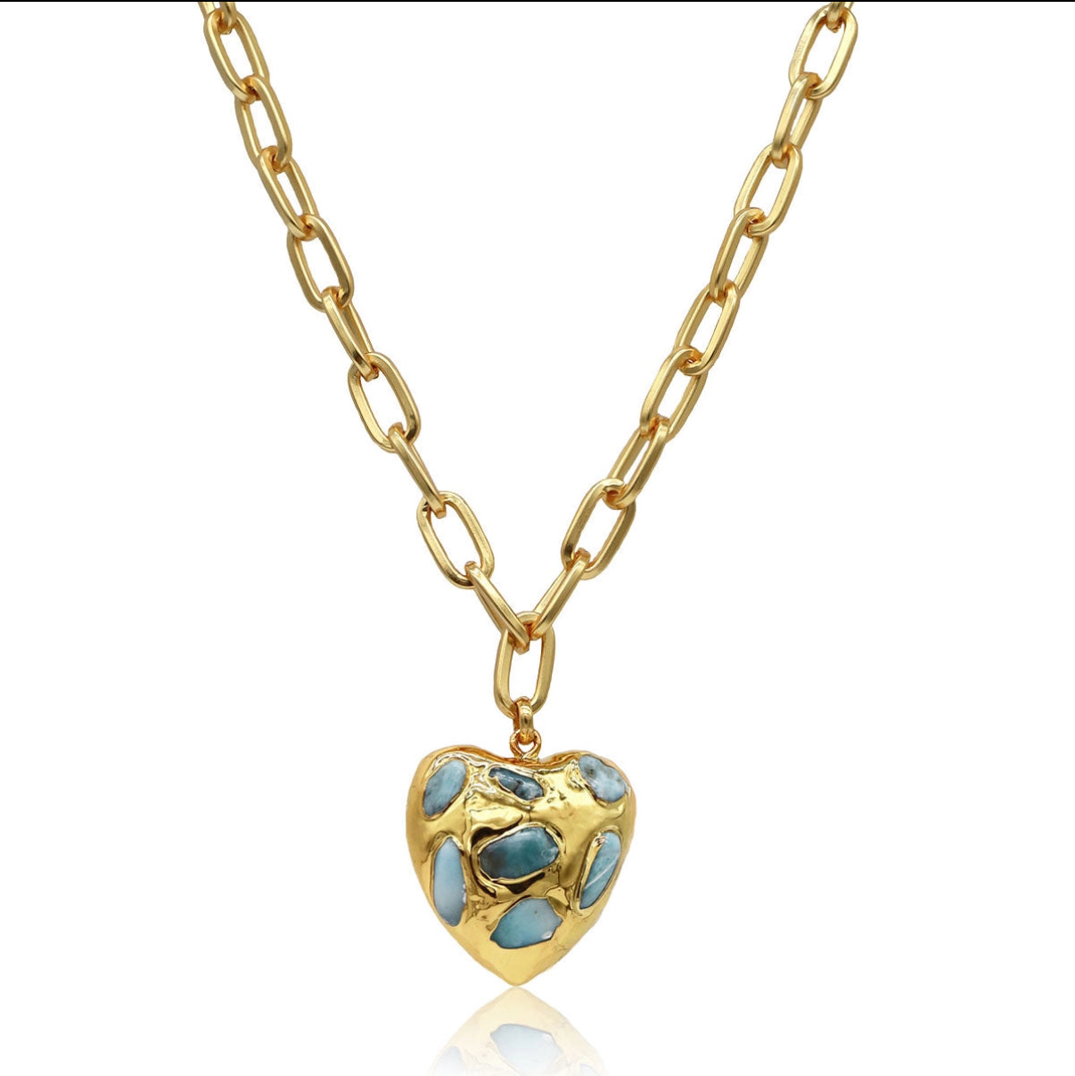 Turquoise Heart Pendant Chain Necklace