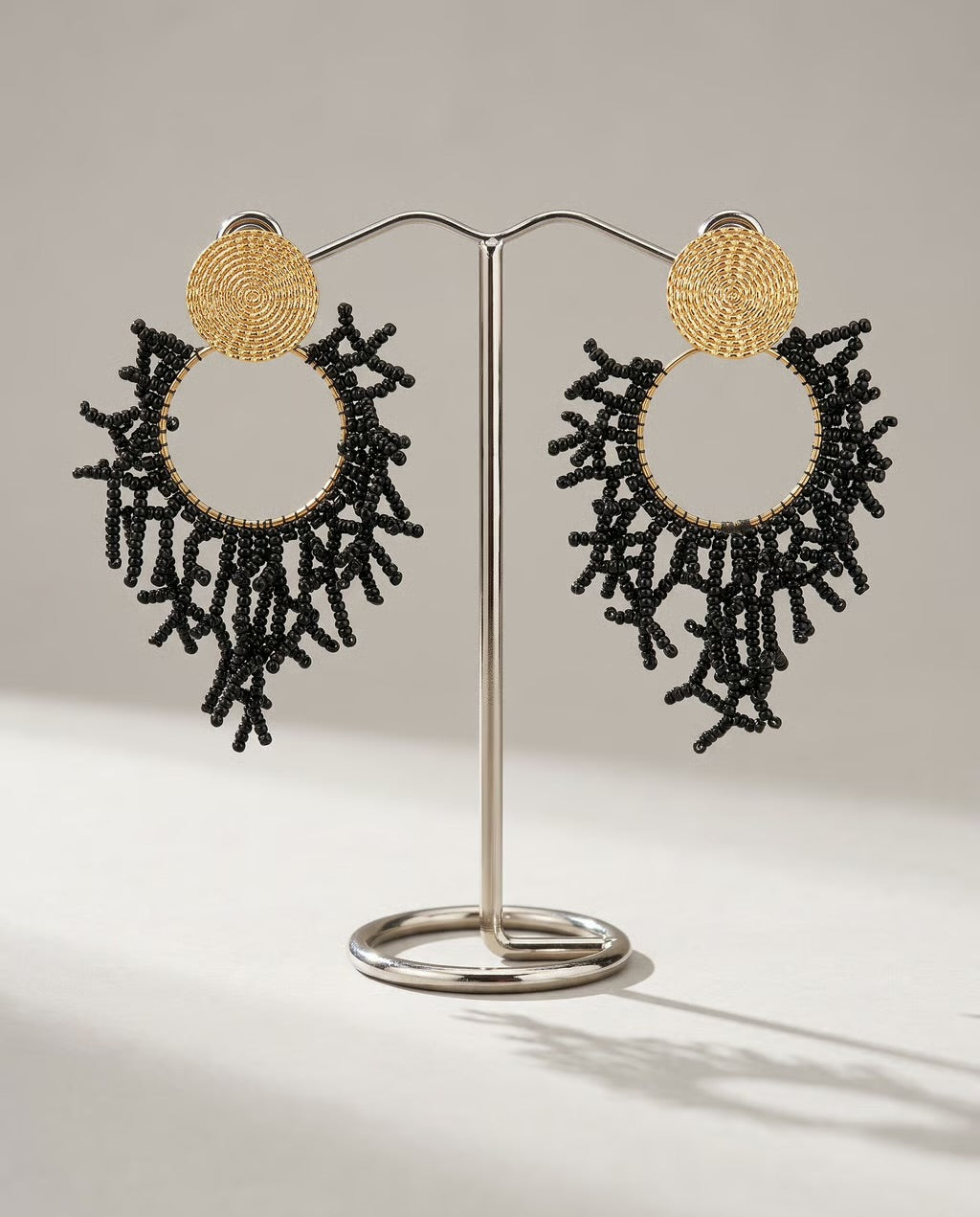 Midnight Fringe Beaded Earrings