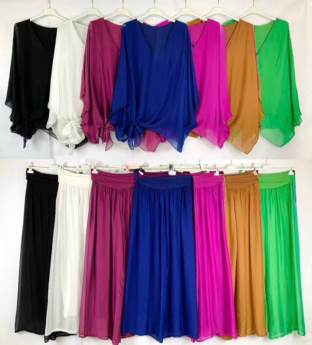 Flowy Chiffon V-Neck Top with Tie Detail