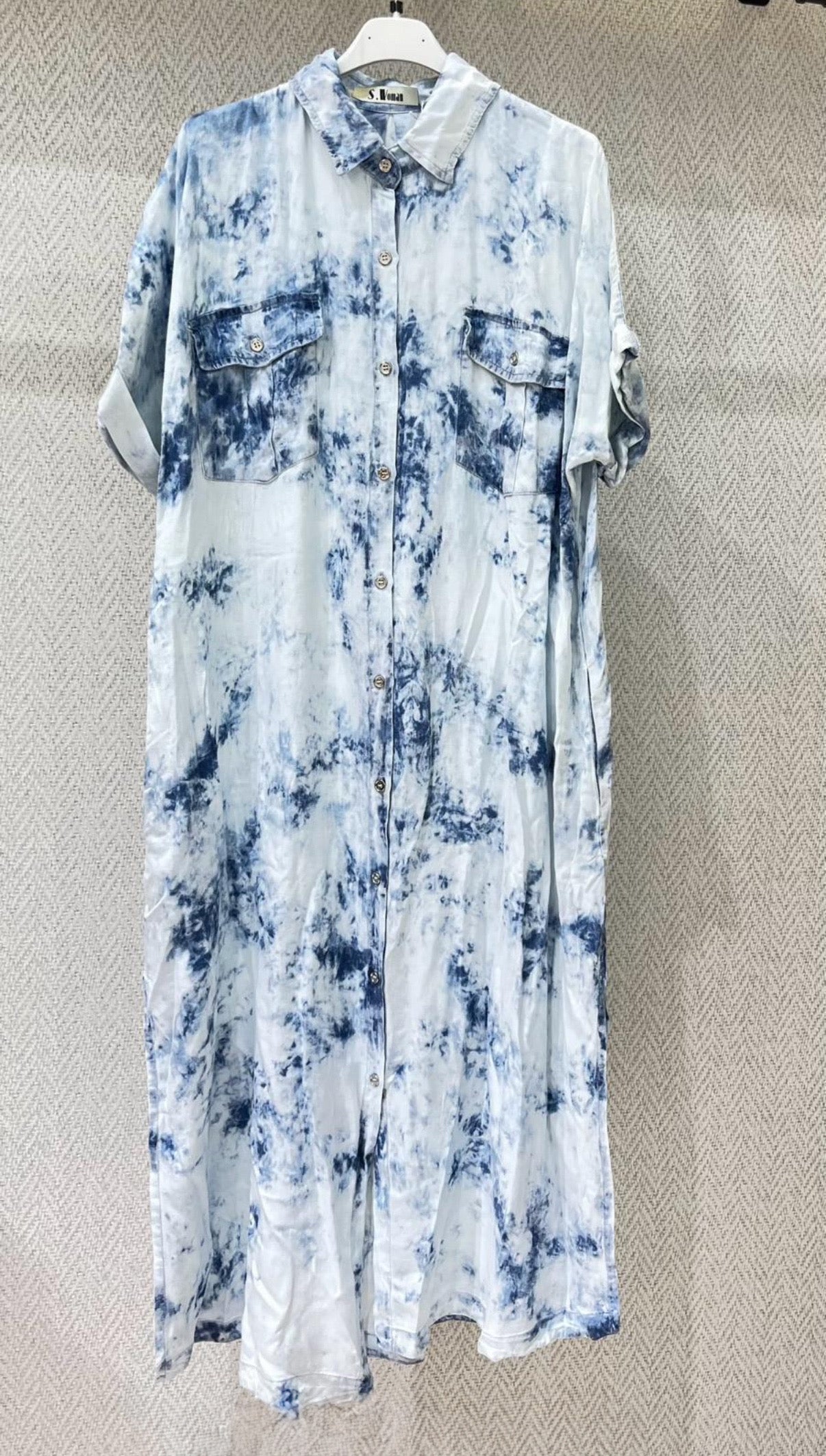 Tie-Dye Button-Down Maxi Dress