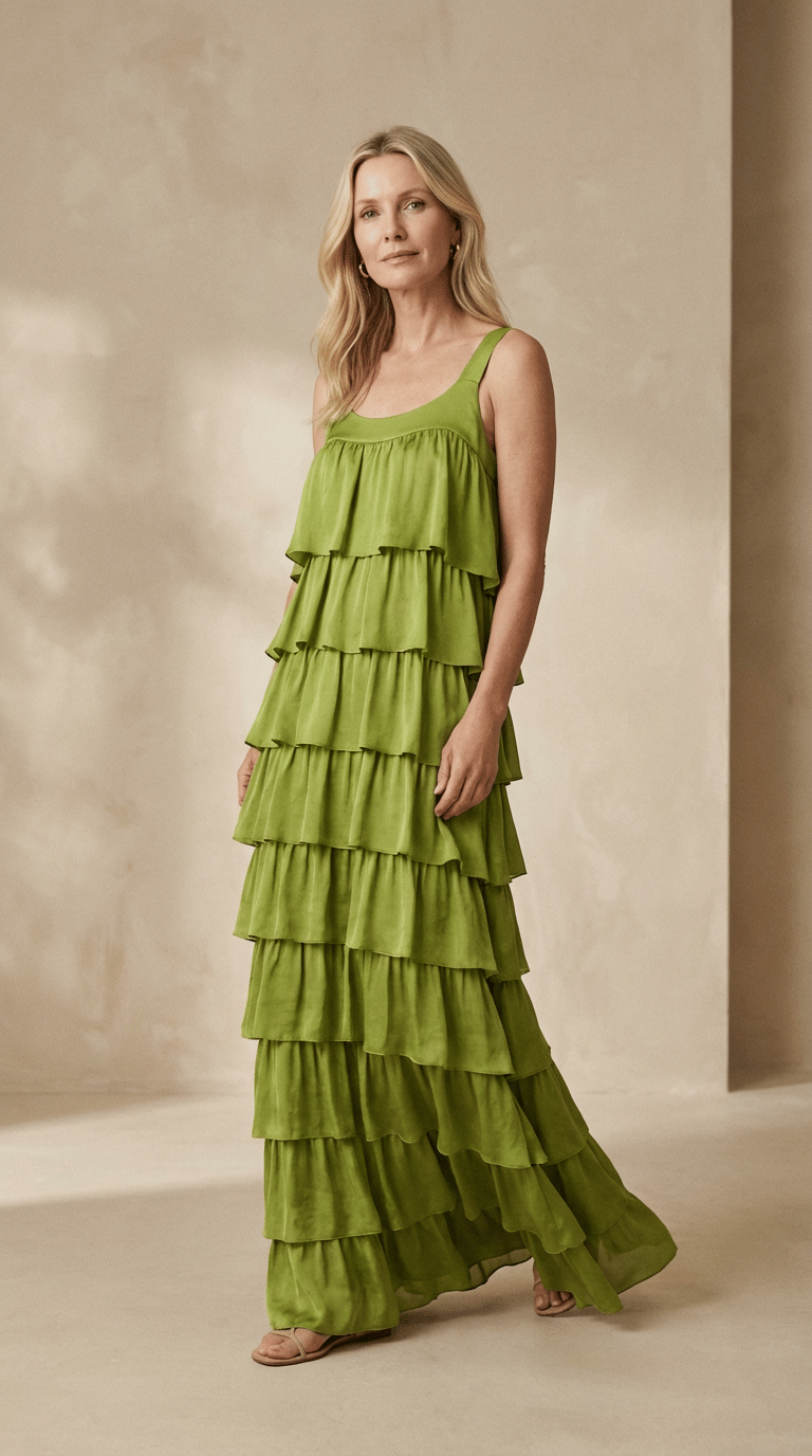 Tiered Silk Maxi Dress