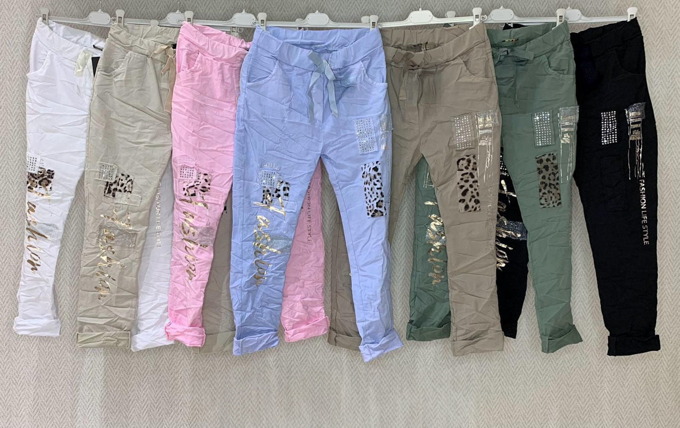 Leopard Patch Detail Magic Pants