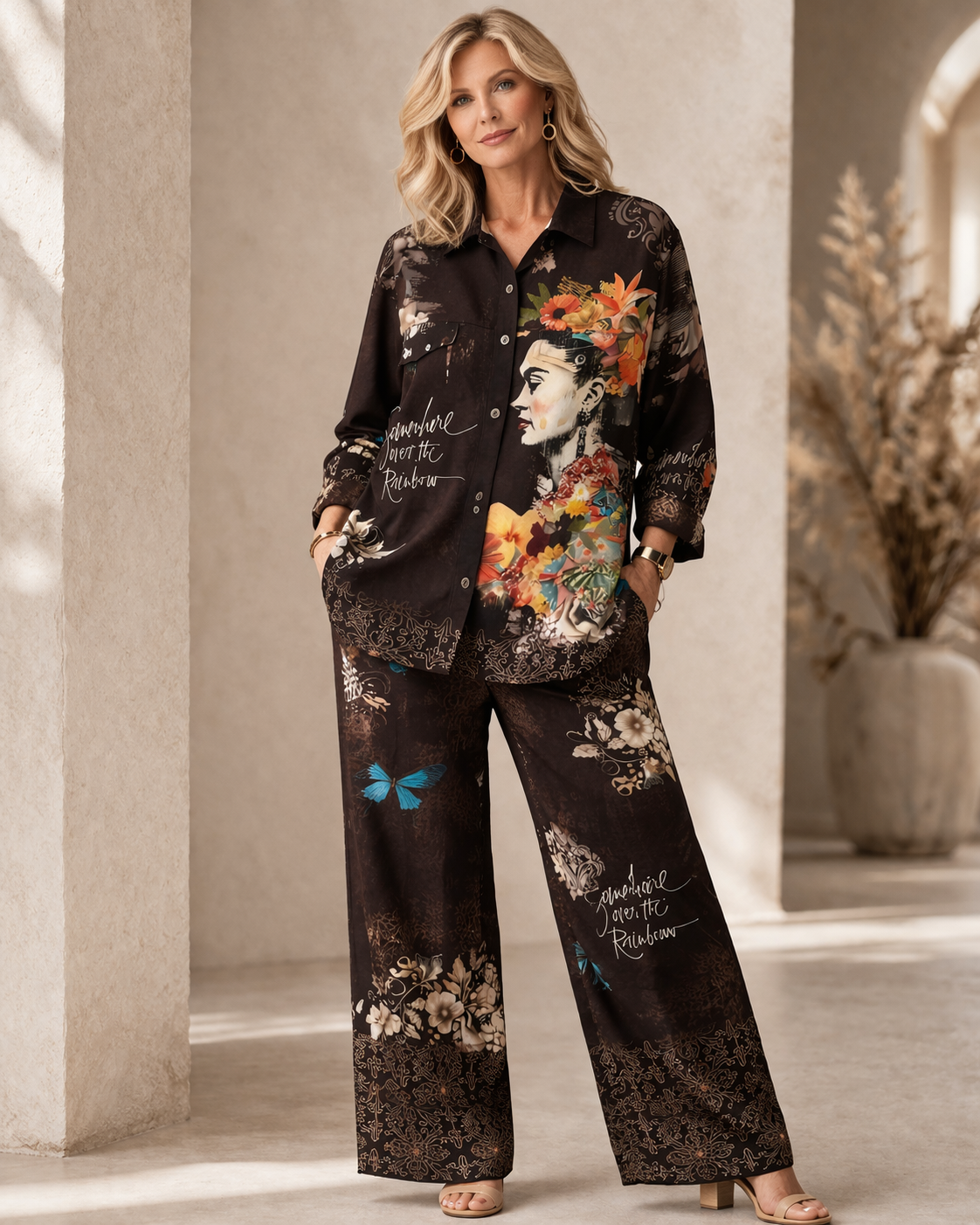 Frida Portrait Art Button-Down Set