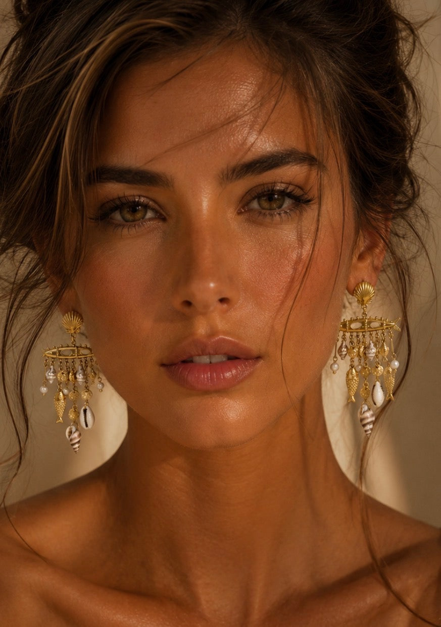 Charm earrings with treasure-inspired design