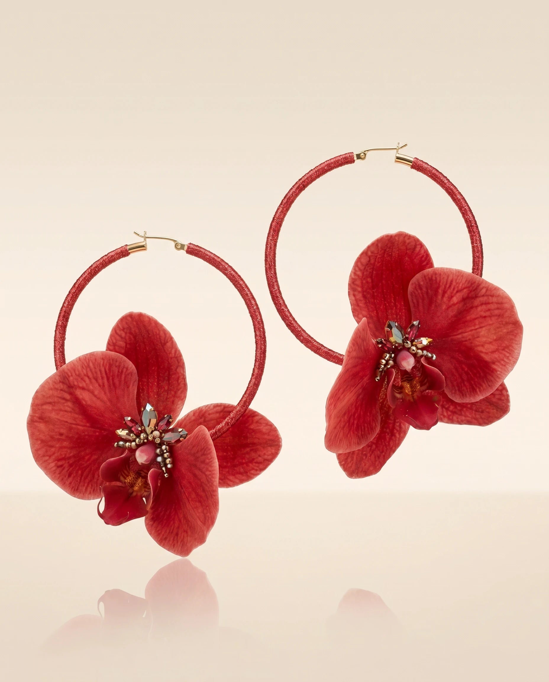 Carmine Orchid Hoop Earrings