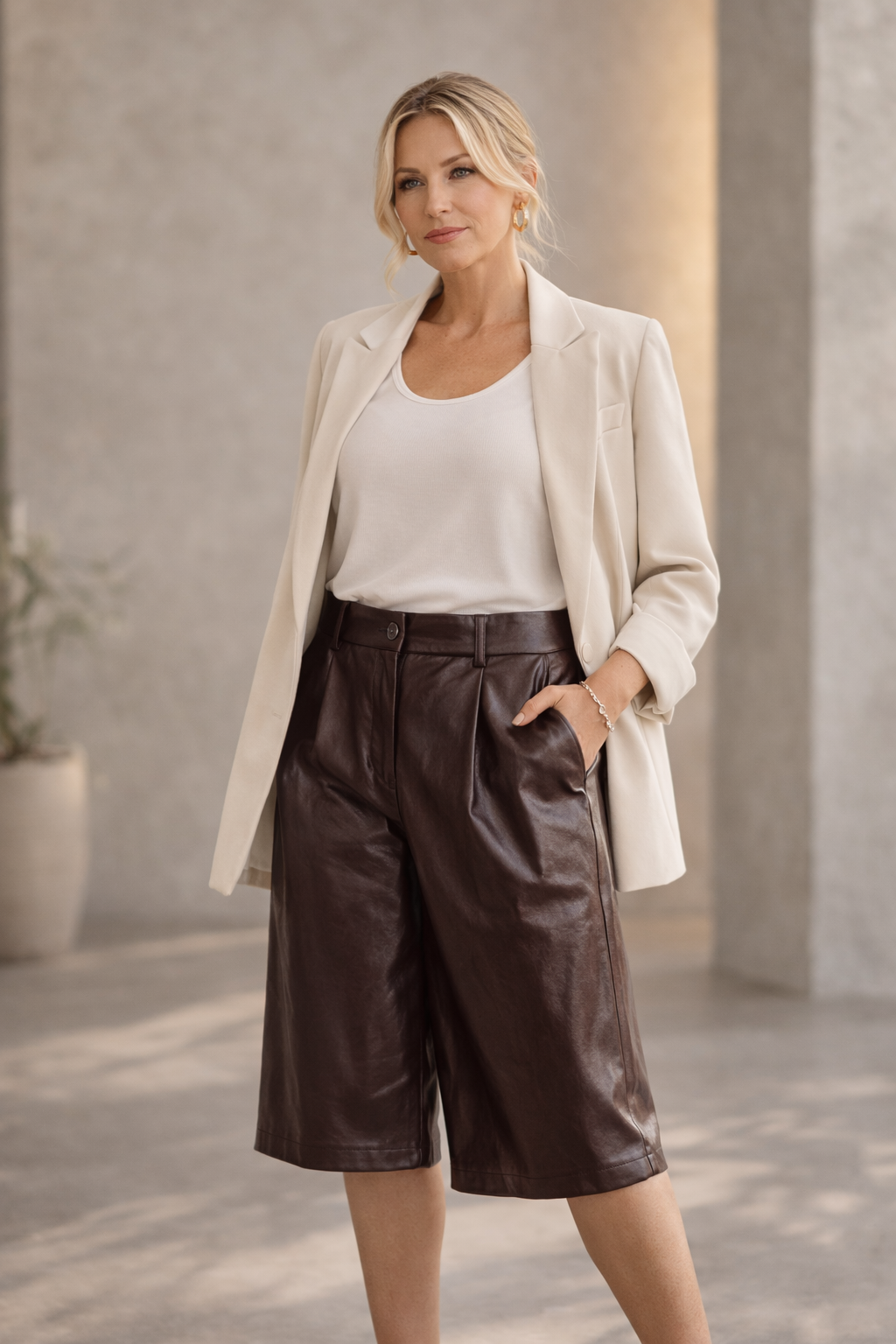 Vegan Leather Bermuda Shorts