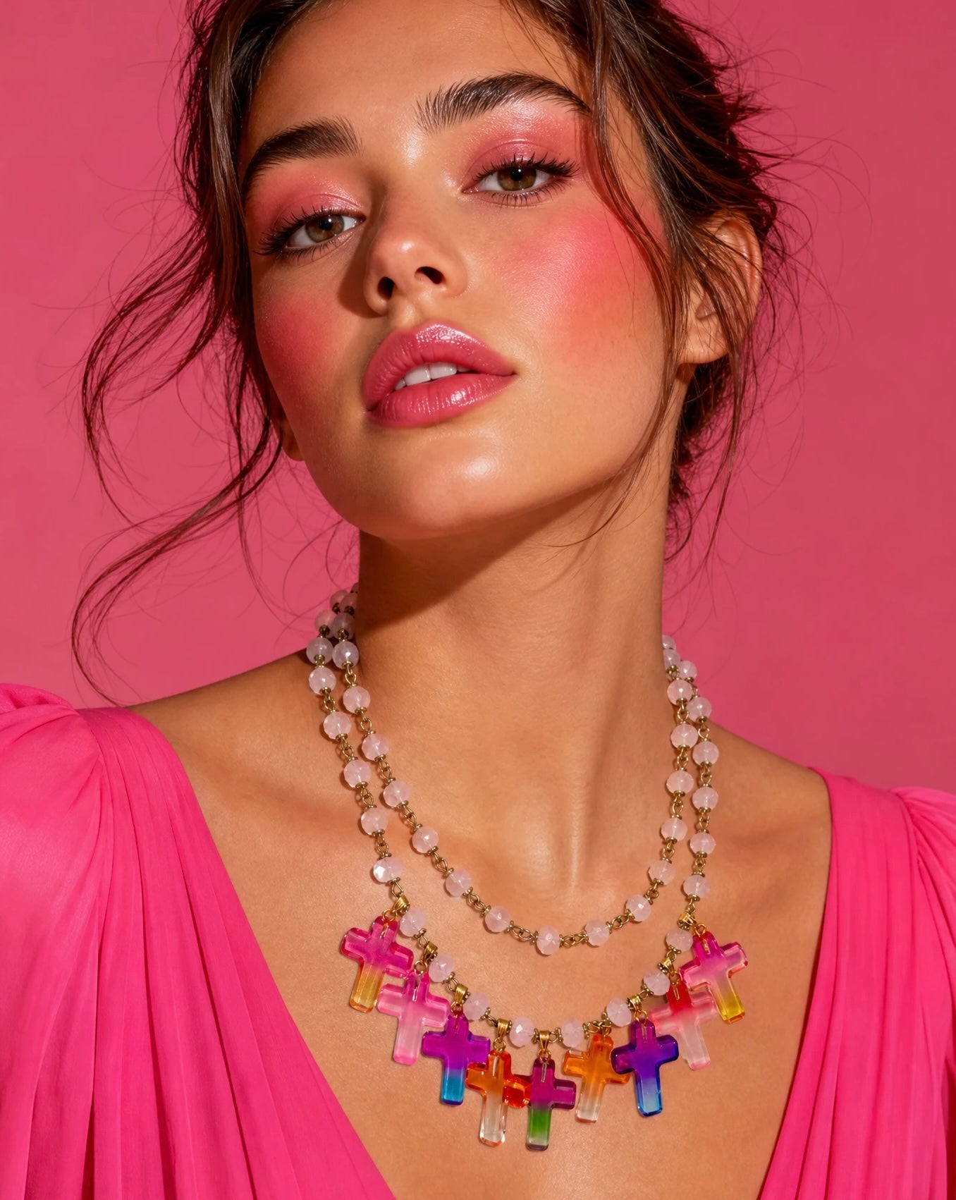 Rosé Crosses Necklace