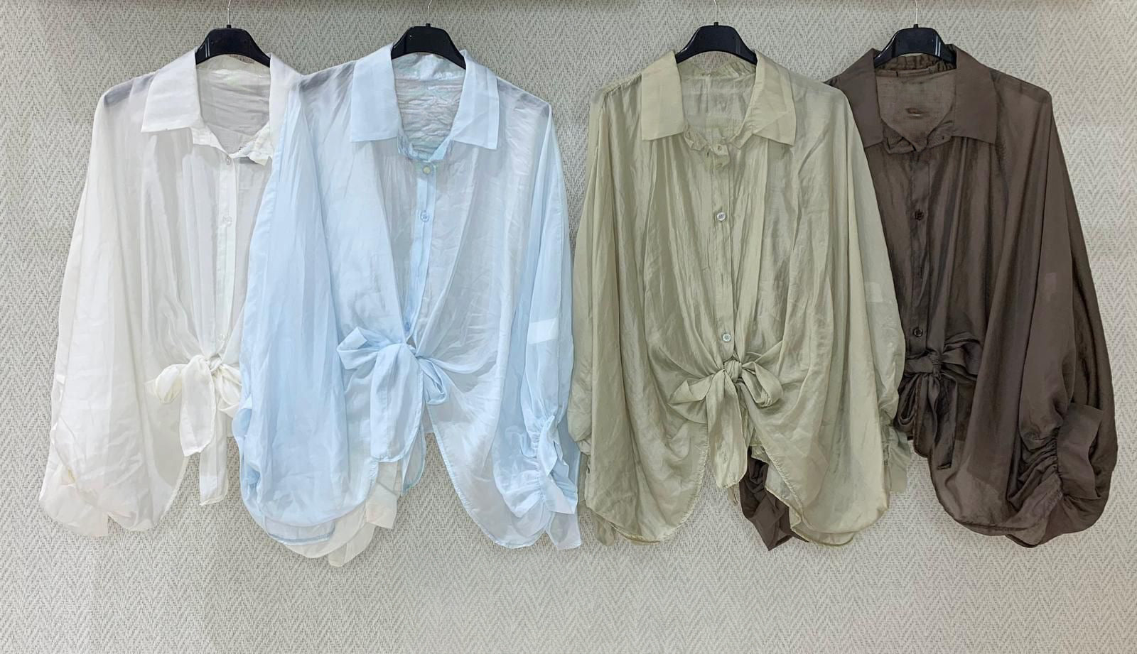 Sheer Tie-Front Blouse