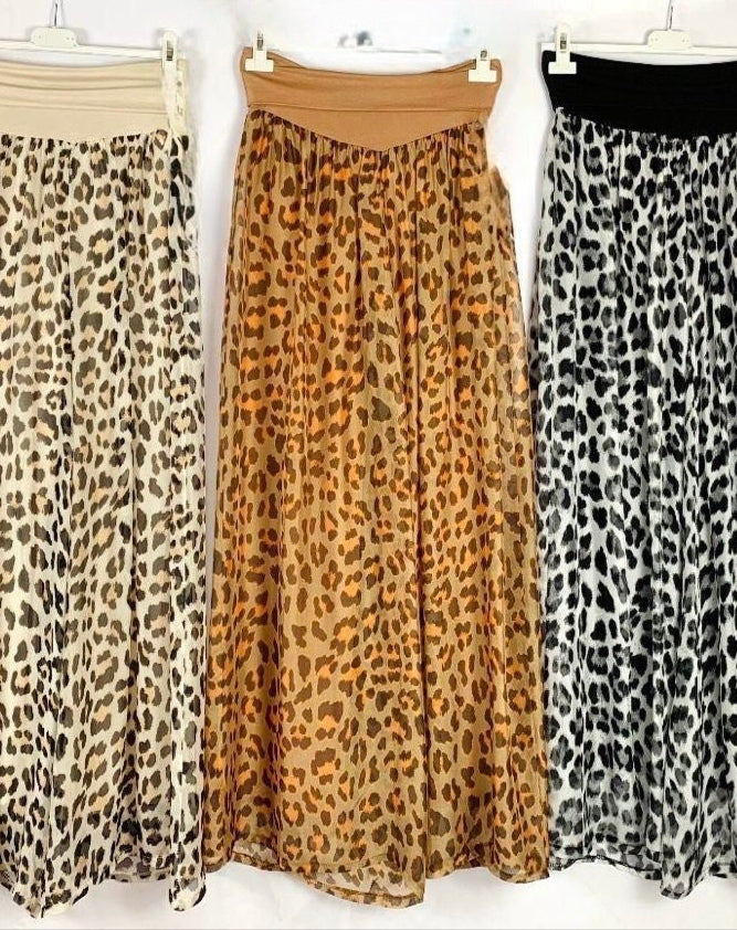 Leopard Print Wide-Leg Pants