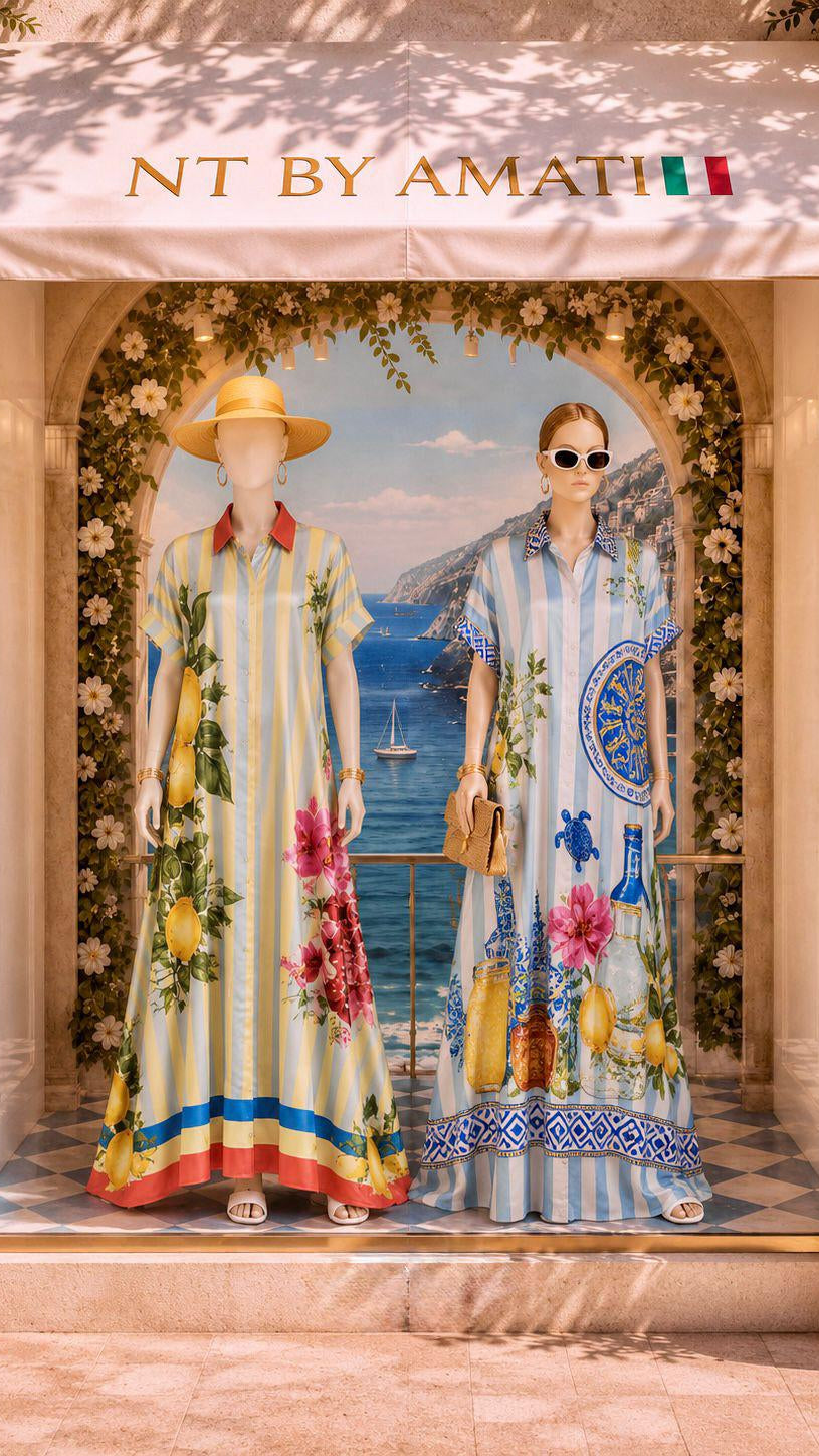 Lemon Grove Silk Maxi Shirt Dress