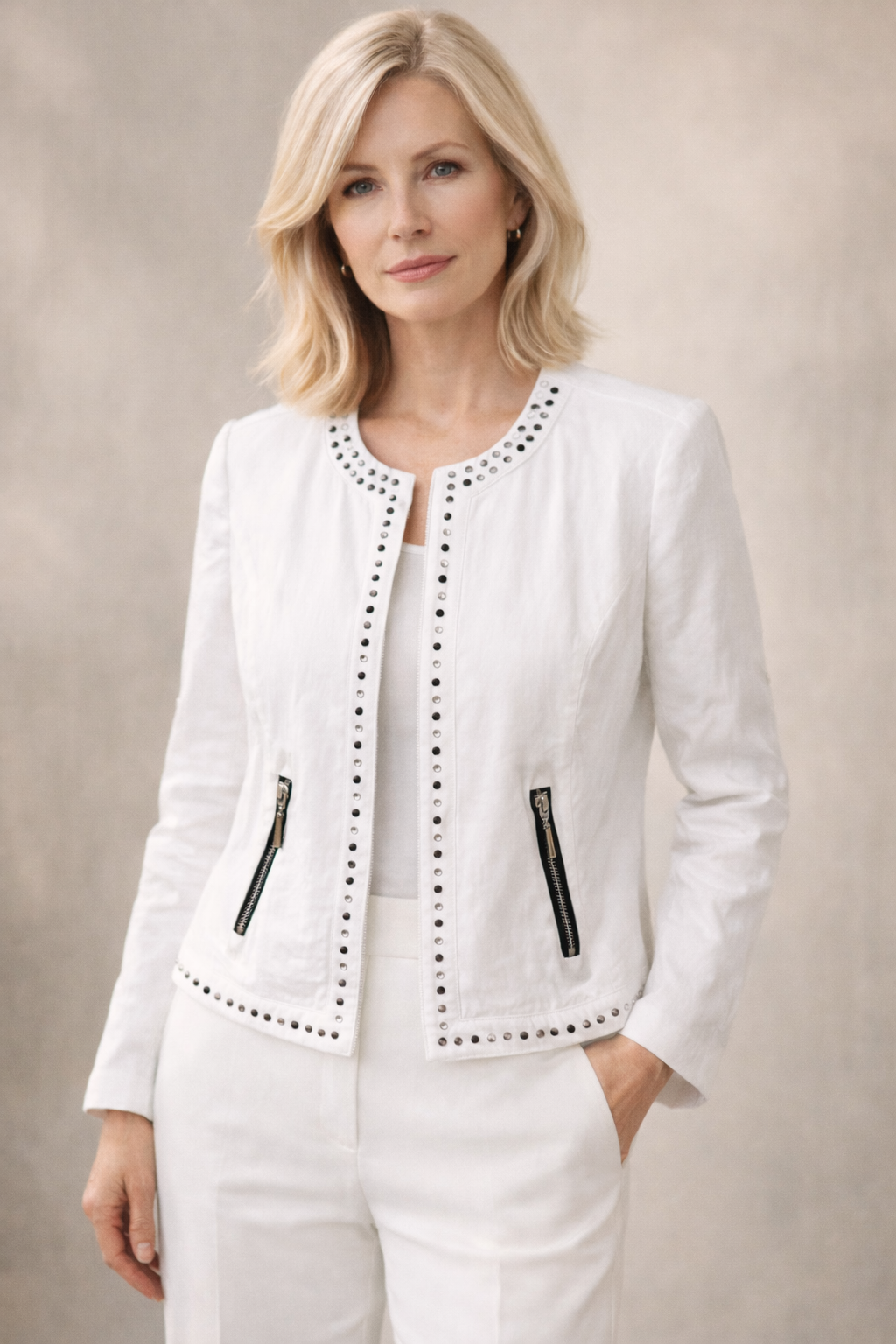 Valentina Studded White Jacket