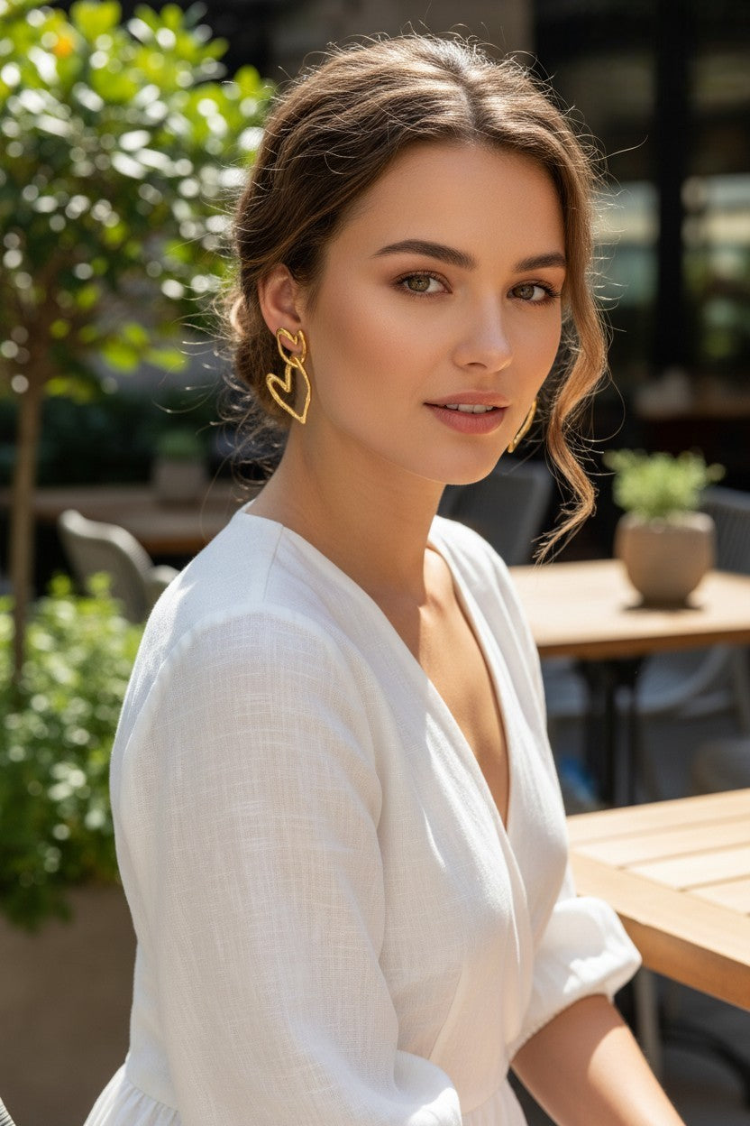 Linked Open Heart Drop Earrings