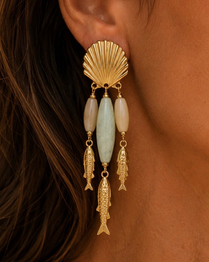 Isola Marina Shell & Amazonite Statement Earrings