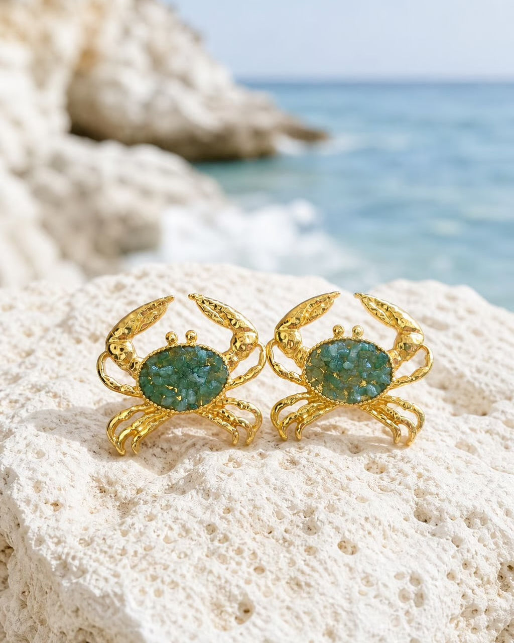 Emerald Reef Crab Earrings PRE-ORDER