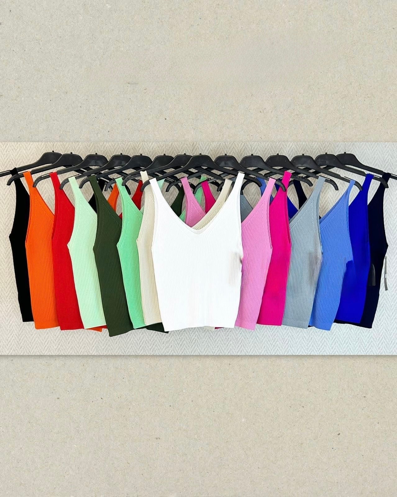 Ribbed V-Neck Tank Top