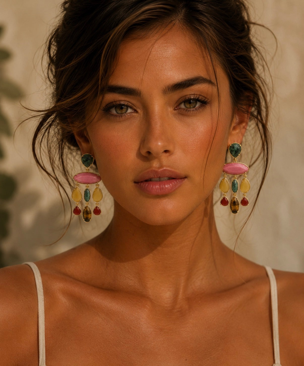 Santorini Sunset Mosaic Statement Earrings
