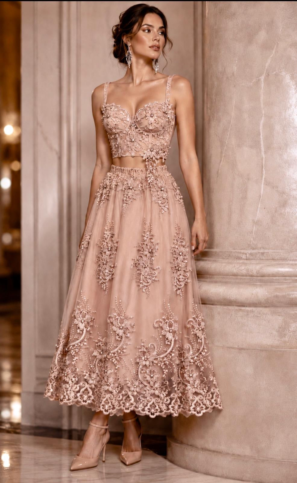 Celestina Pearl & Lace Set