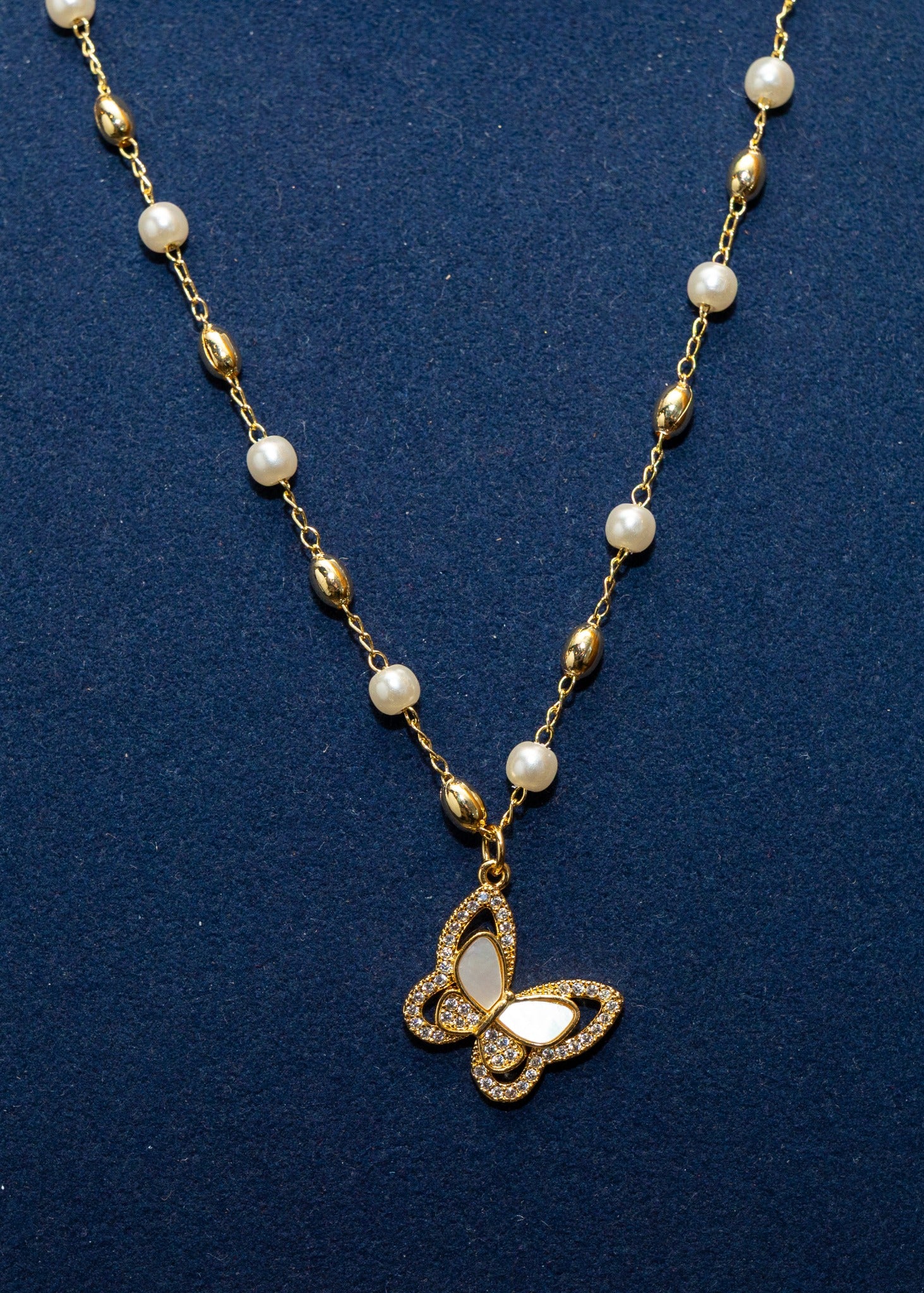 Pearl Butterfly Pendant Necklace