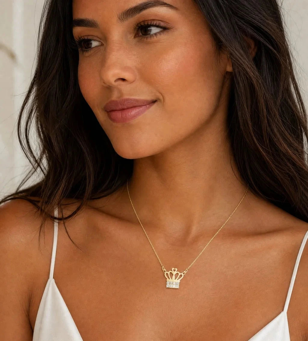 The Reina Crystal Crown Necklace