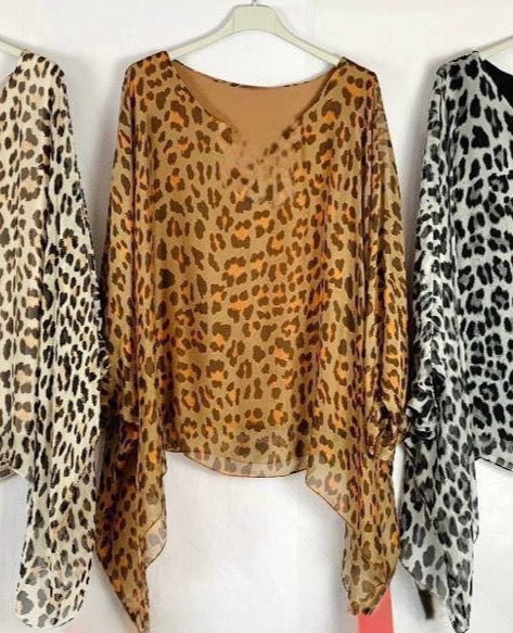 Italian Silk Leopard Top