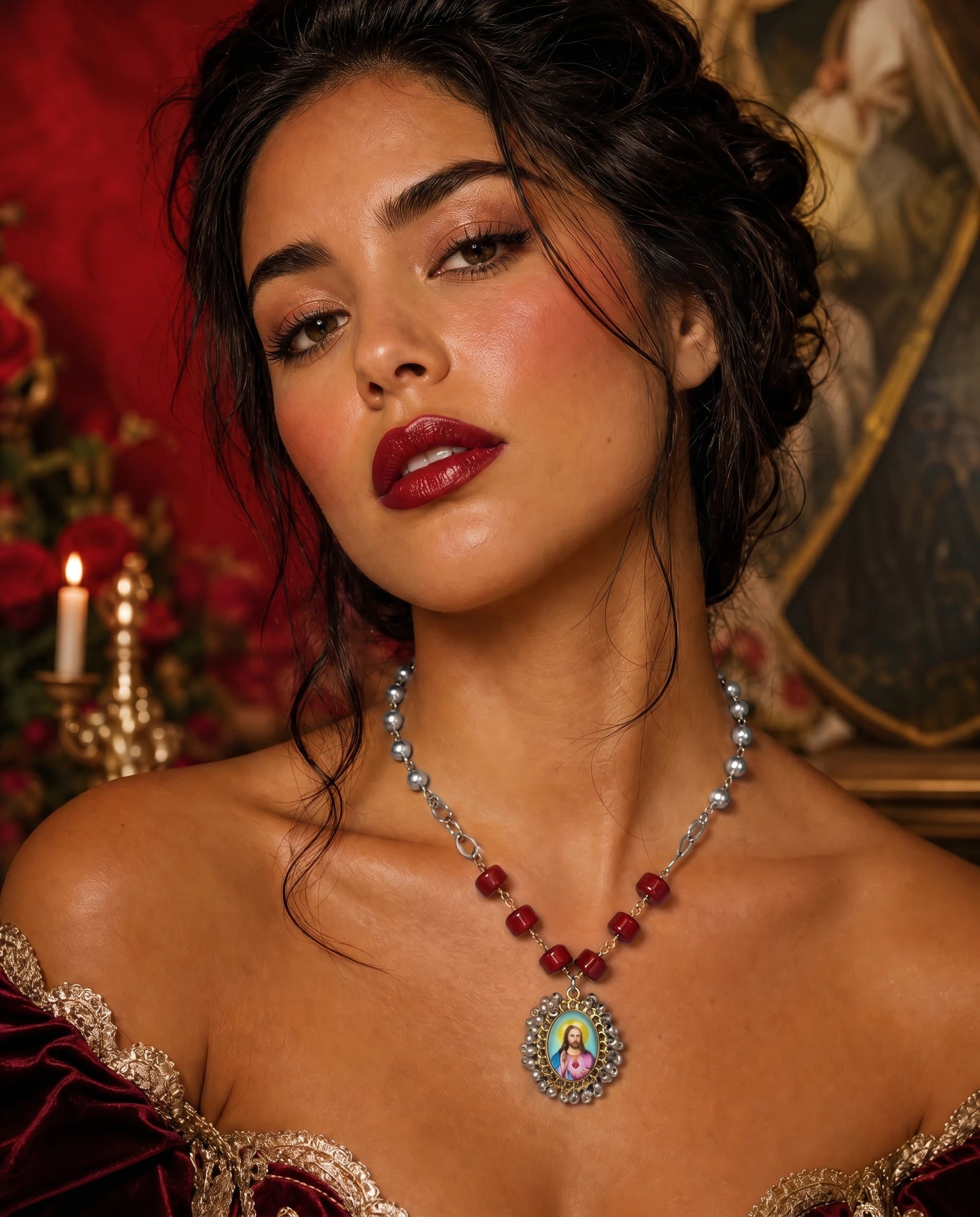 Sacred Heart Rosary Necklace