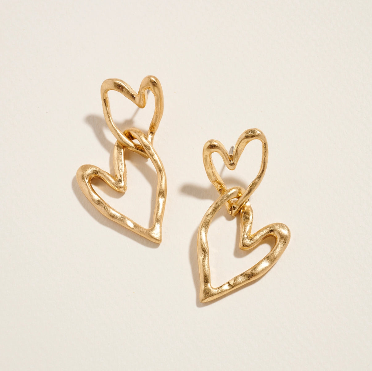 Linked Open Heart Drop Earrings