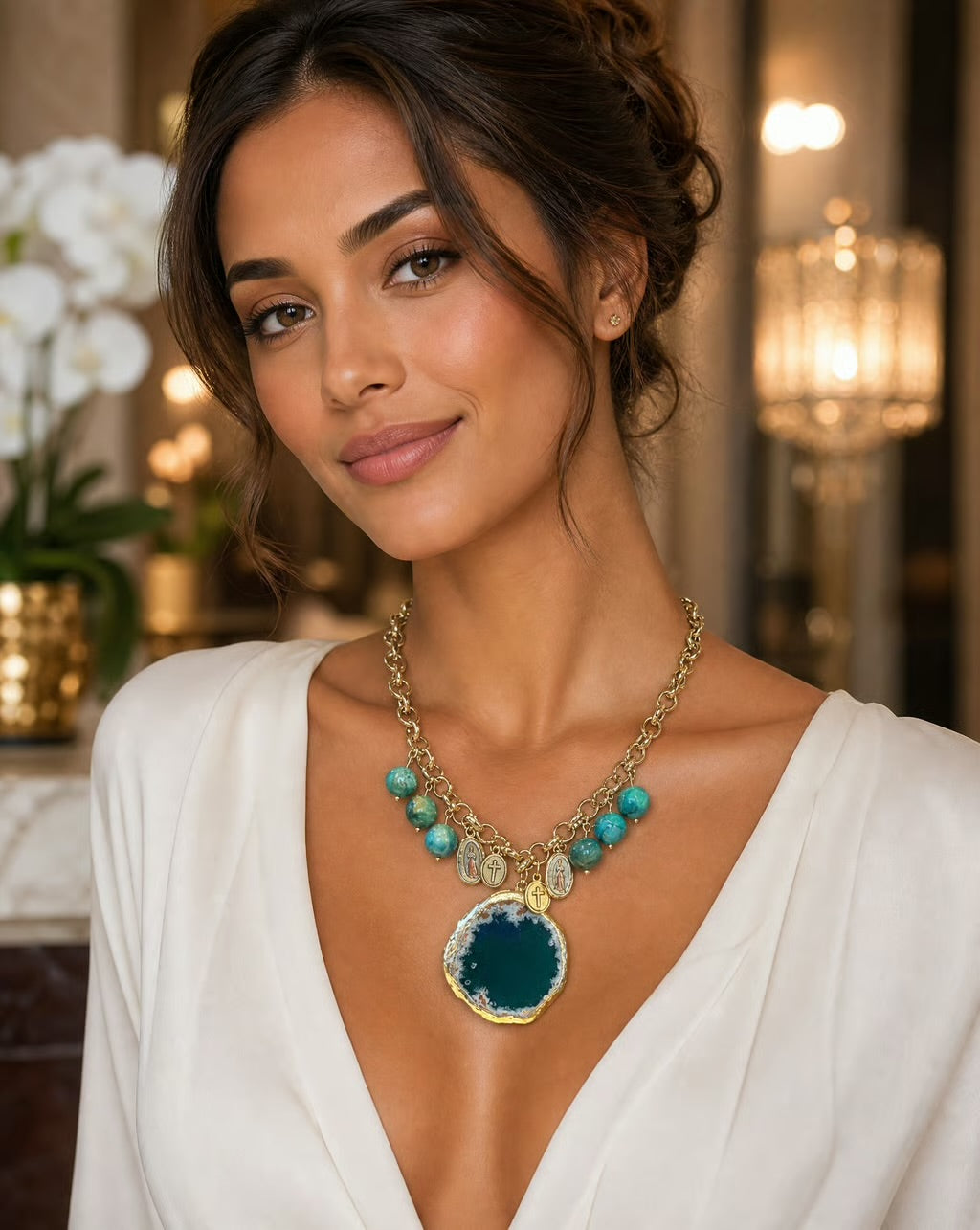 Santuario Turquoise Medallion Necklace