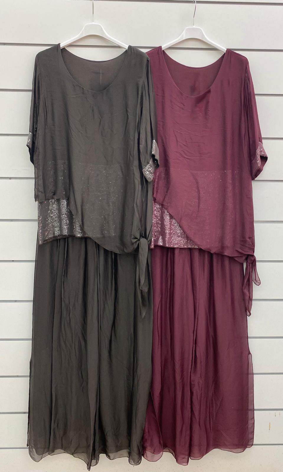 Sheer Overlay Set with Sequin Detail