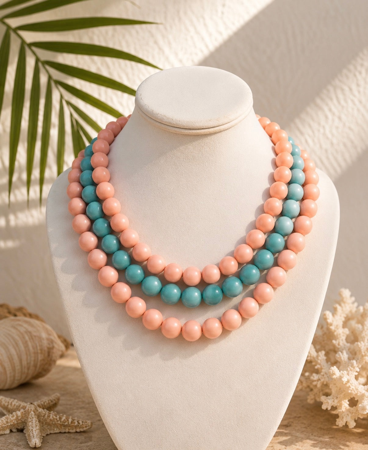 Capri Coral & Turquoise Layered Bead Necklace