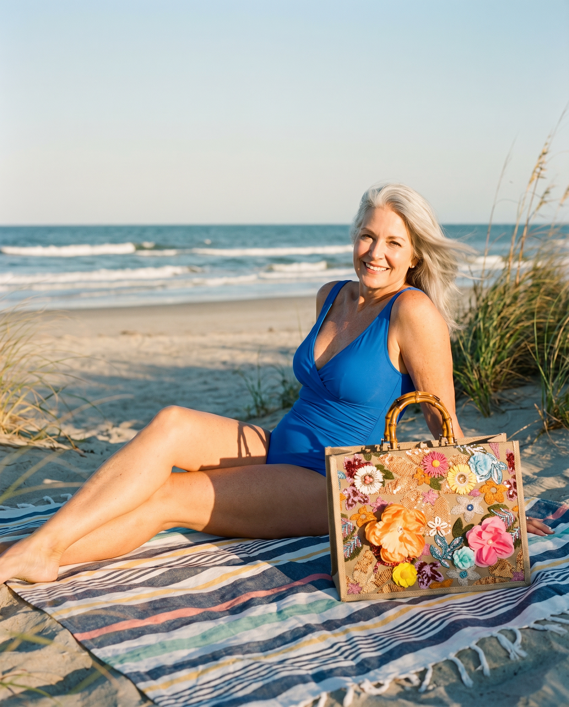 Statement Piece Square Bag with Floral Garden and Sequins