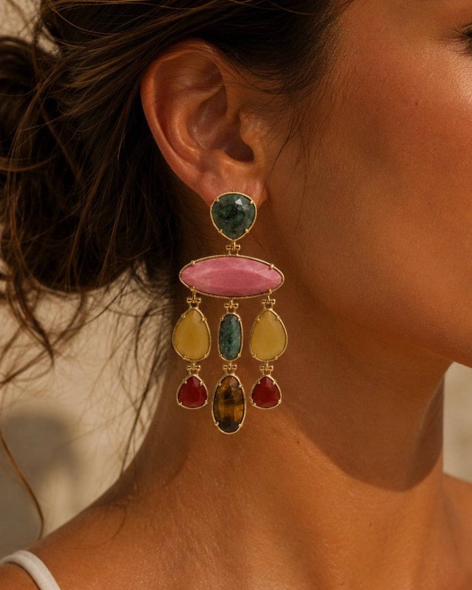 Santorini Sunset Mosaic Statement Earrings