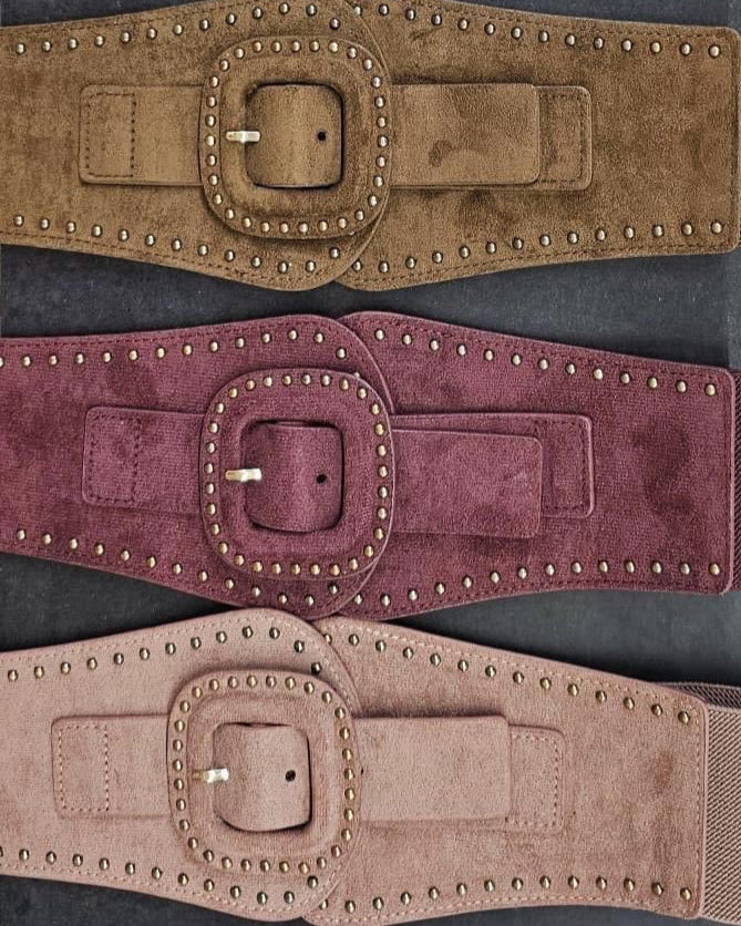 Wide Elastic Studded Waist Belt