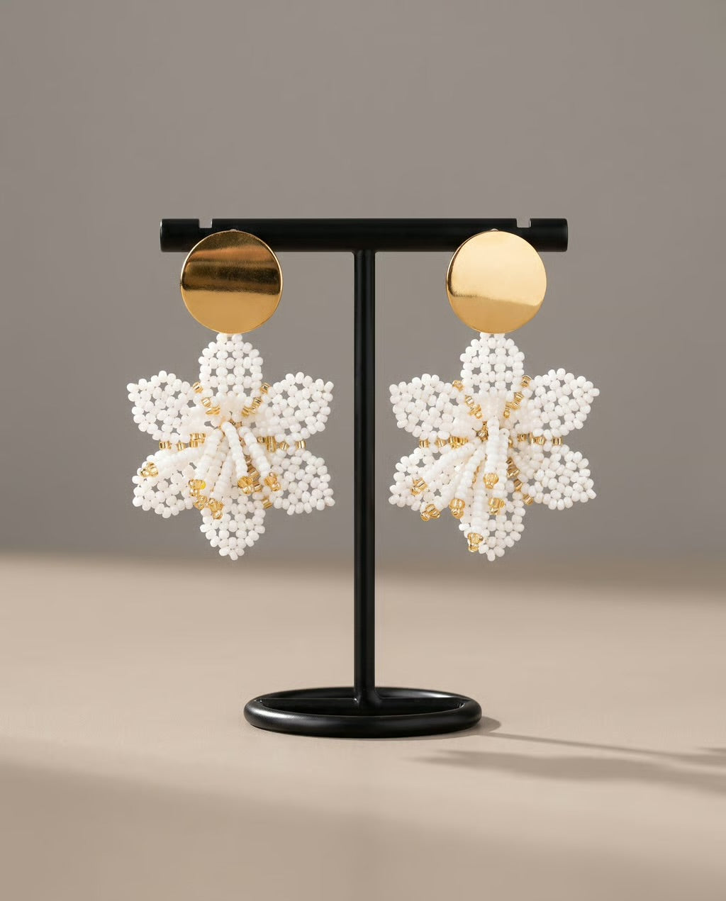 Ivory Bloom Beaded Earrings