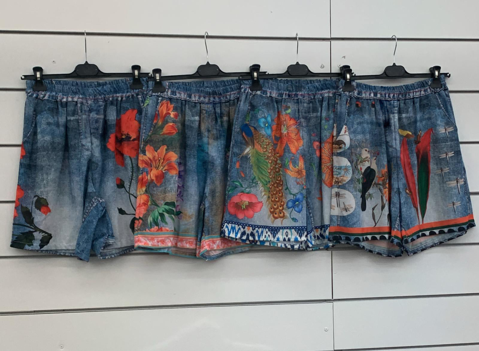 Printed Chambray Pull-On Shorts