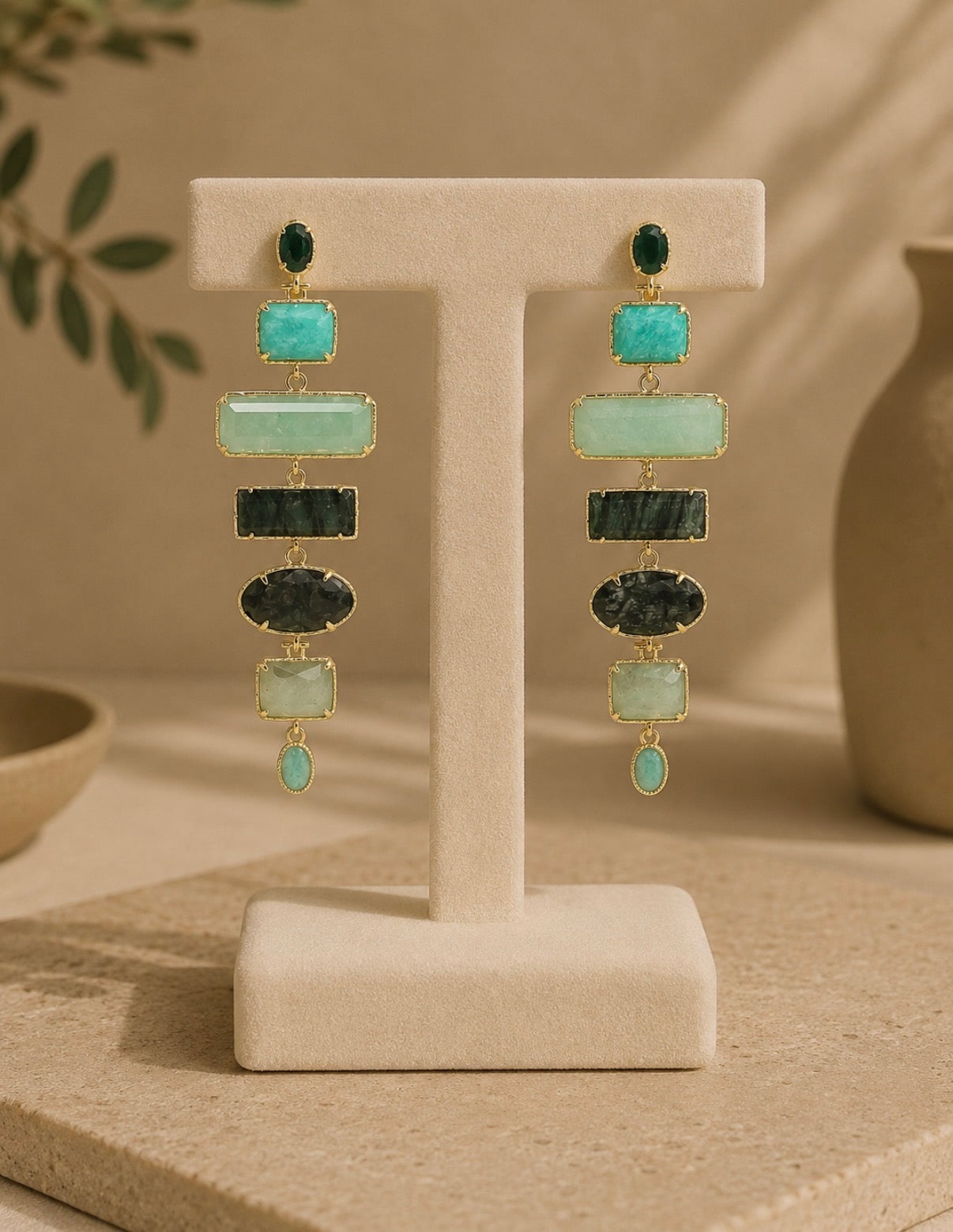 Aegean Tide Amazonite Statement Earrings