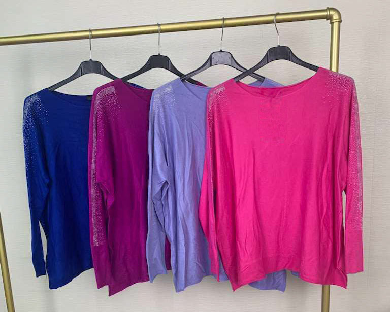 Rhinestone Sleeve Knit Sweater