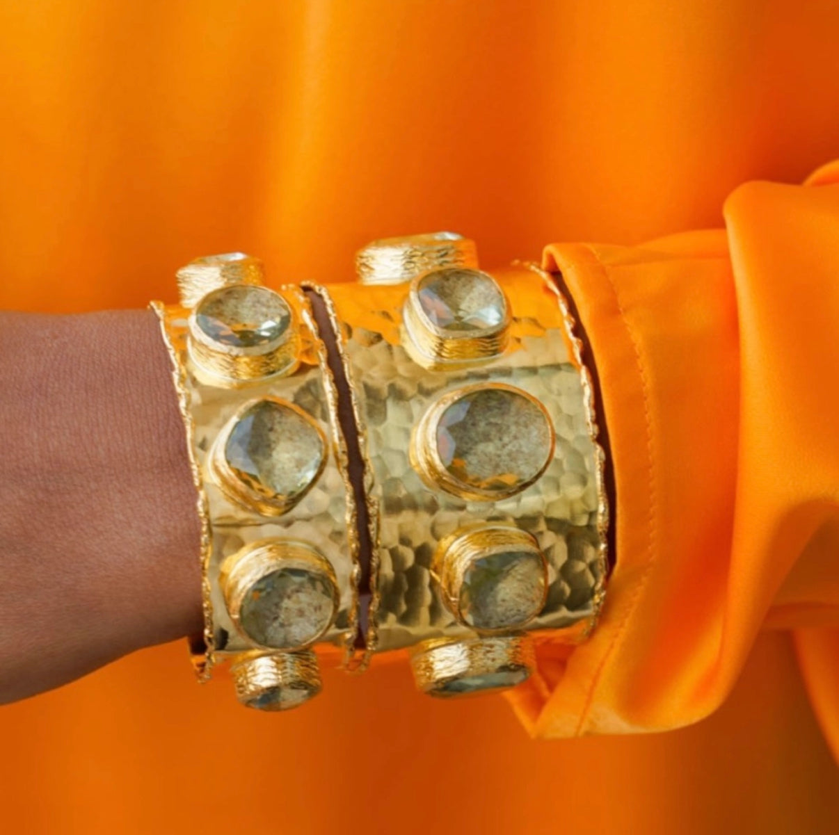 Hammered Stone Stud Cuff