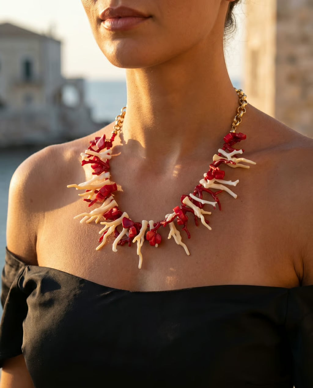 Mediterranean Coral Statement Necklace