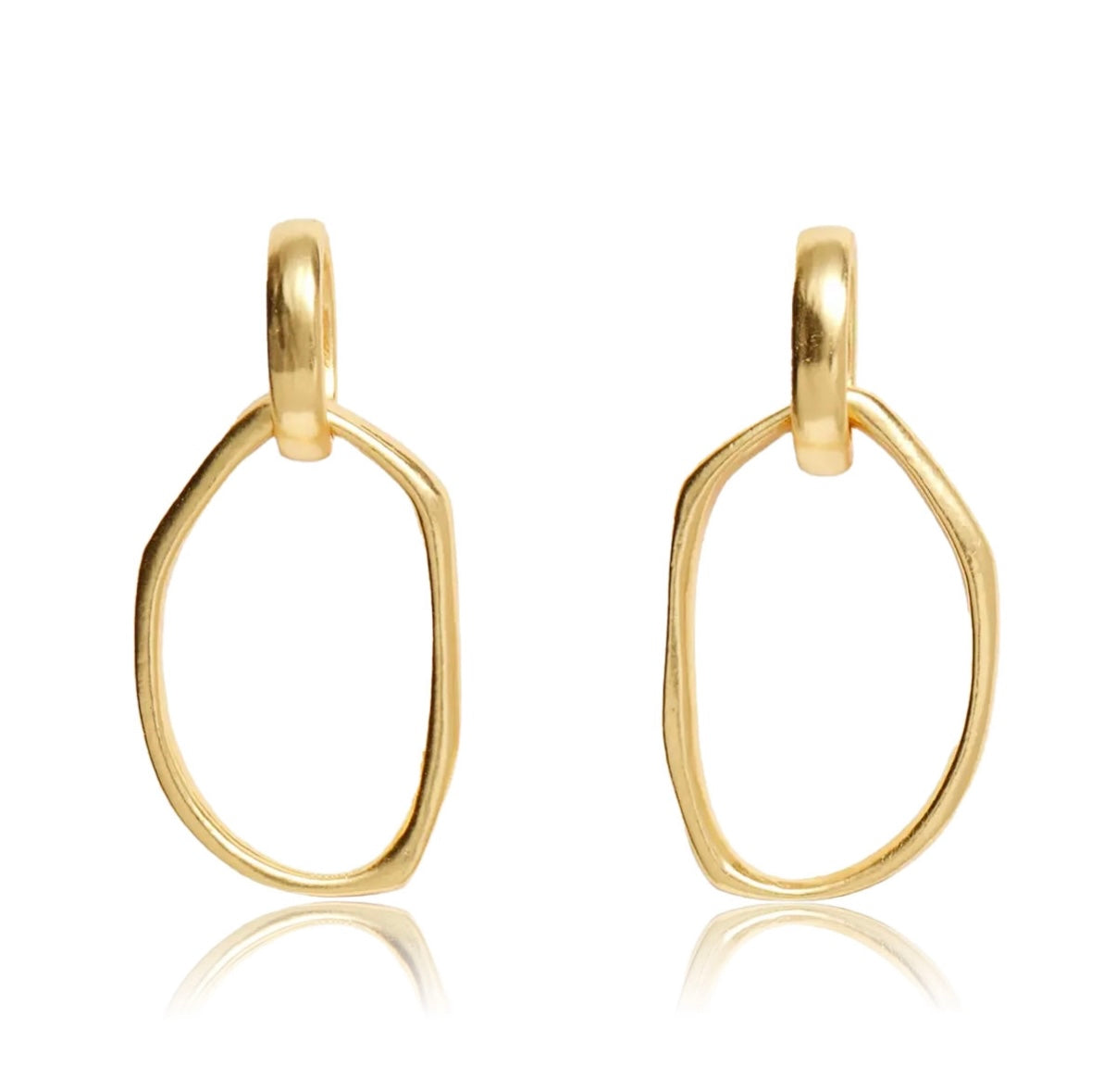 Gold Oval Drop Earrings