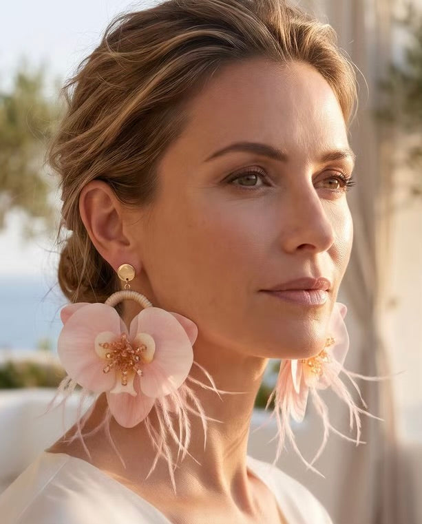 Blush orchid statement earrings