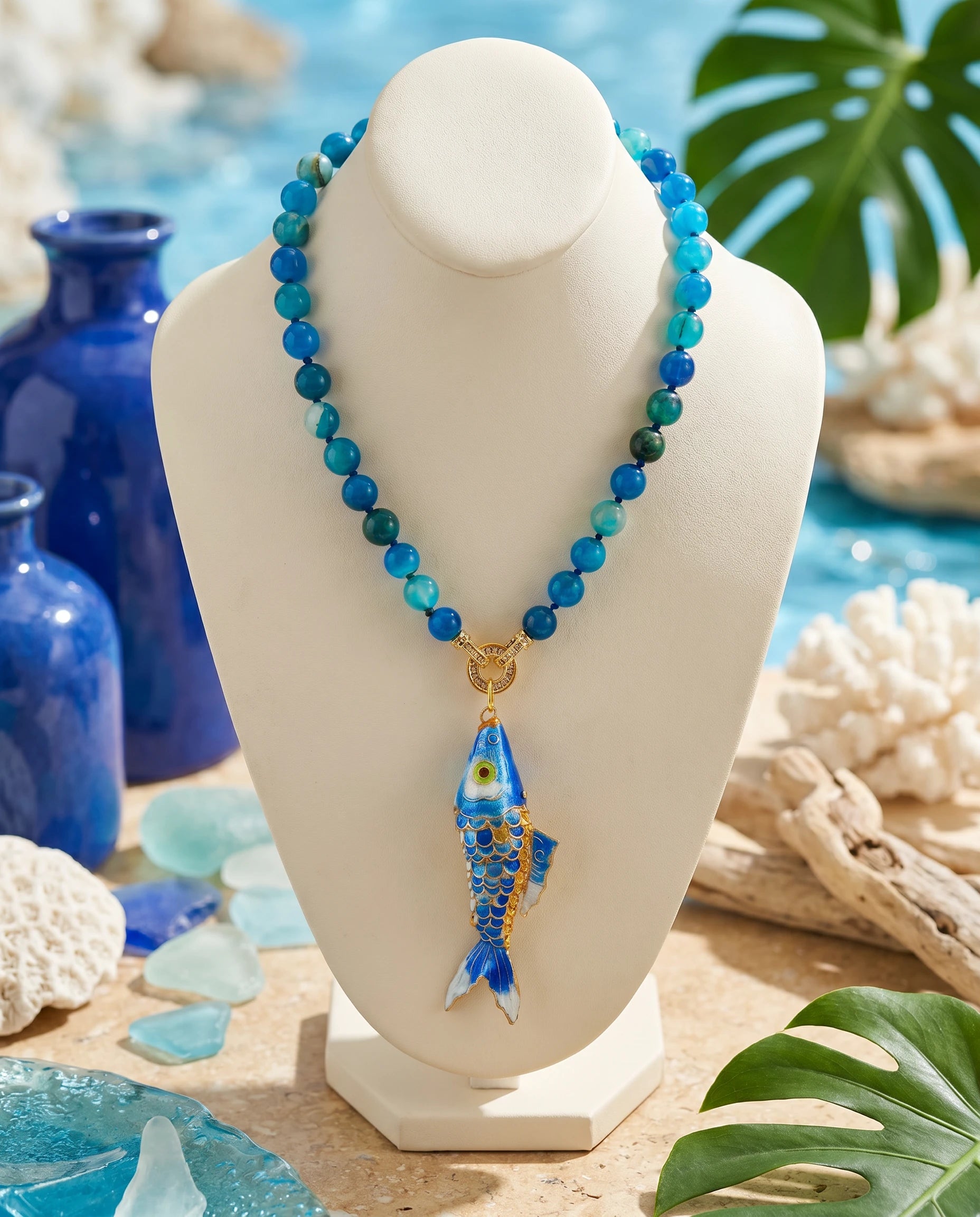 Azure Fish Pendant Necklace
