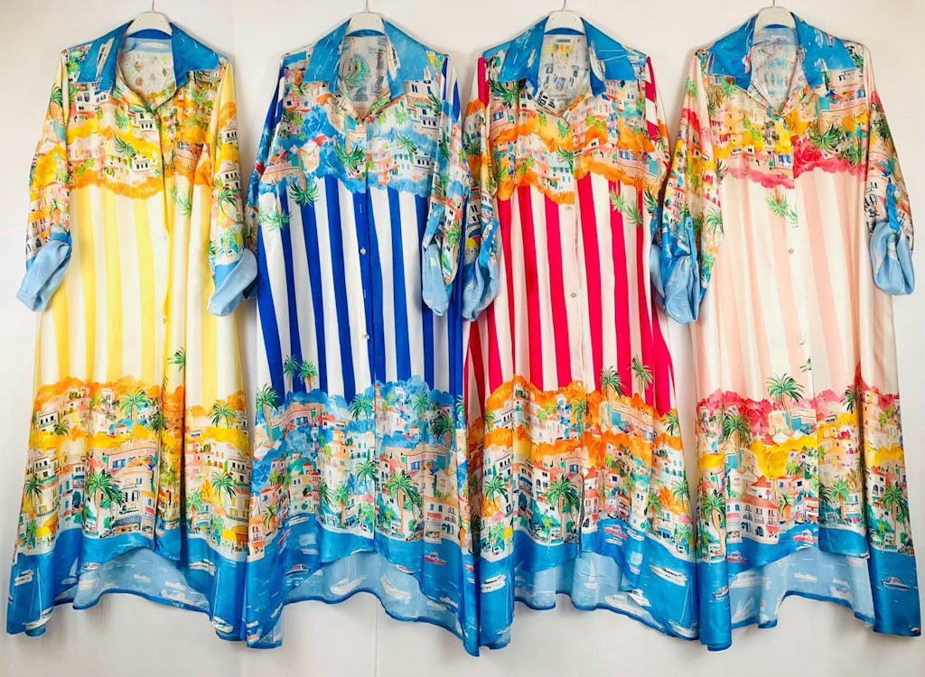 Mediterranean Harbor Shirt Dress