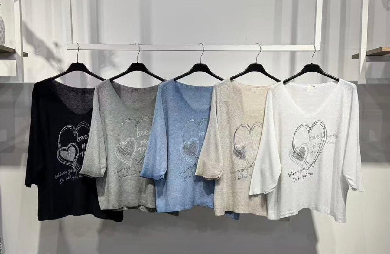 Love Script Relaxed Knit Top