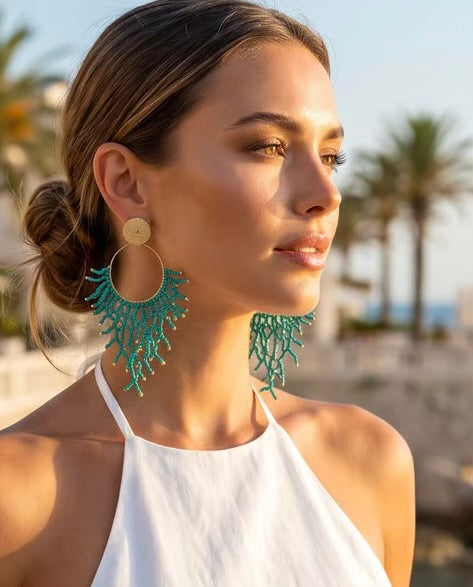 Seafoam Reef Beaded Earrings
