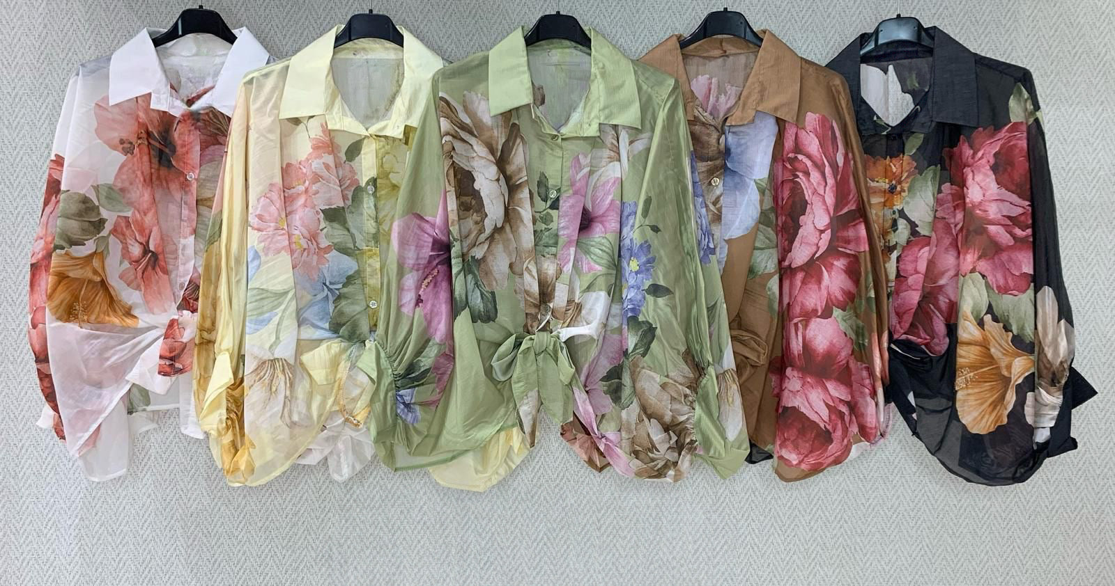 Sheer Floral Button-Down Blouse