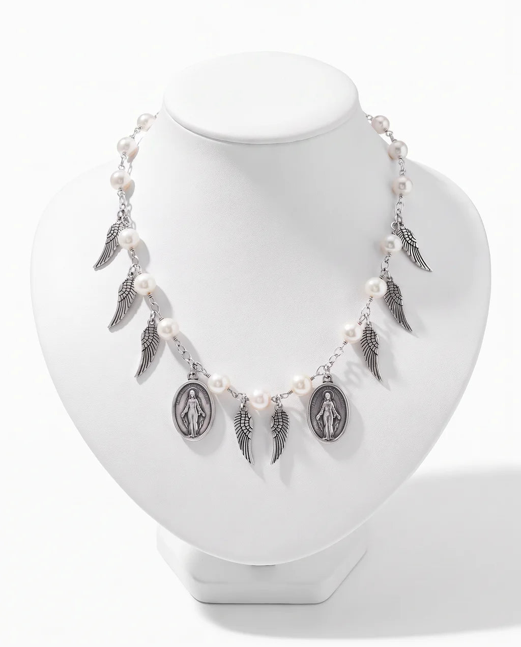 Sacred Wings Pearl Charm Necklace