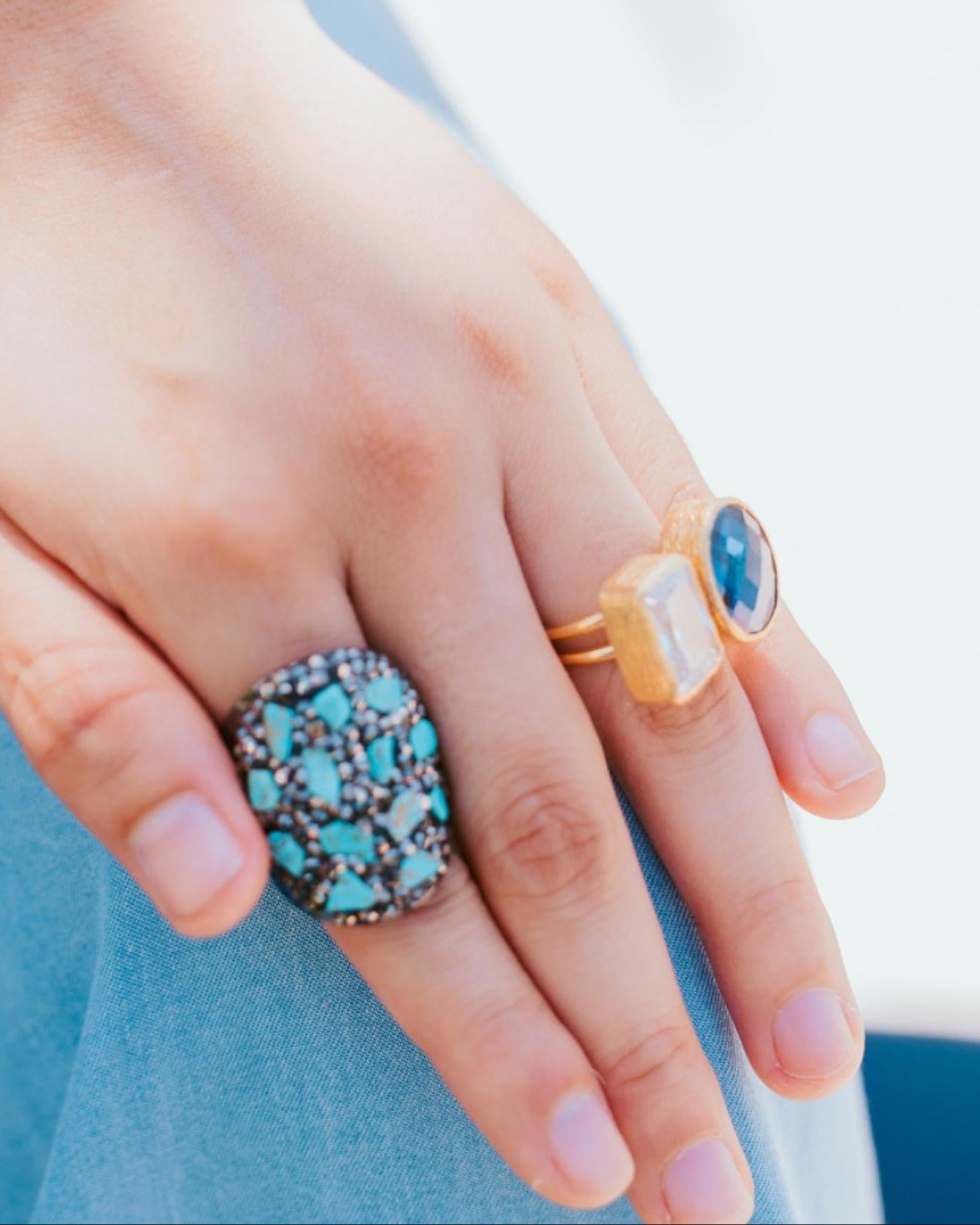 Luxe Dome Ring- Turquoise, Amethyst and Jade
