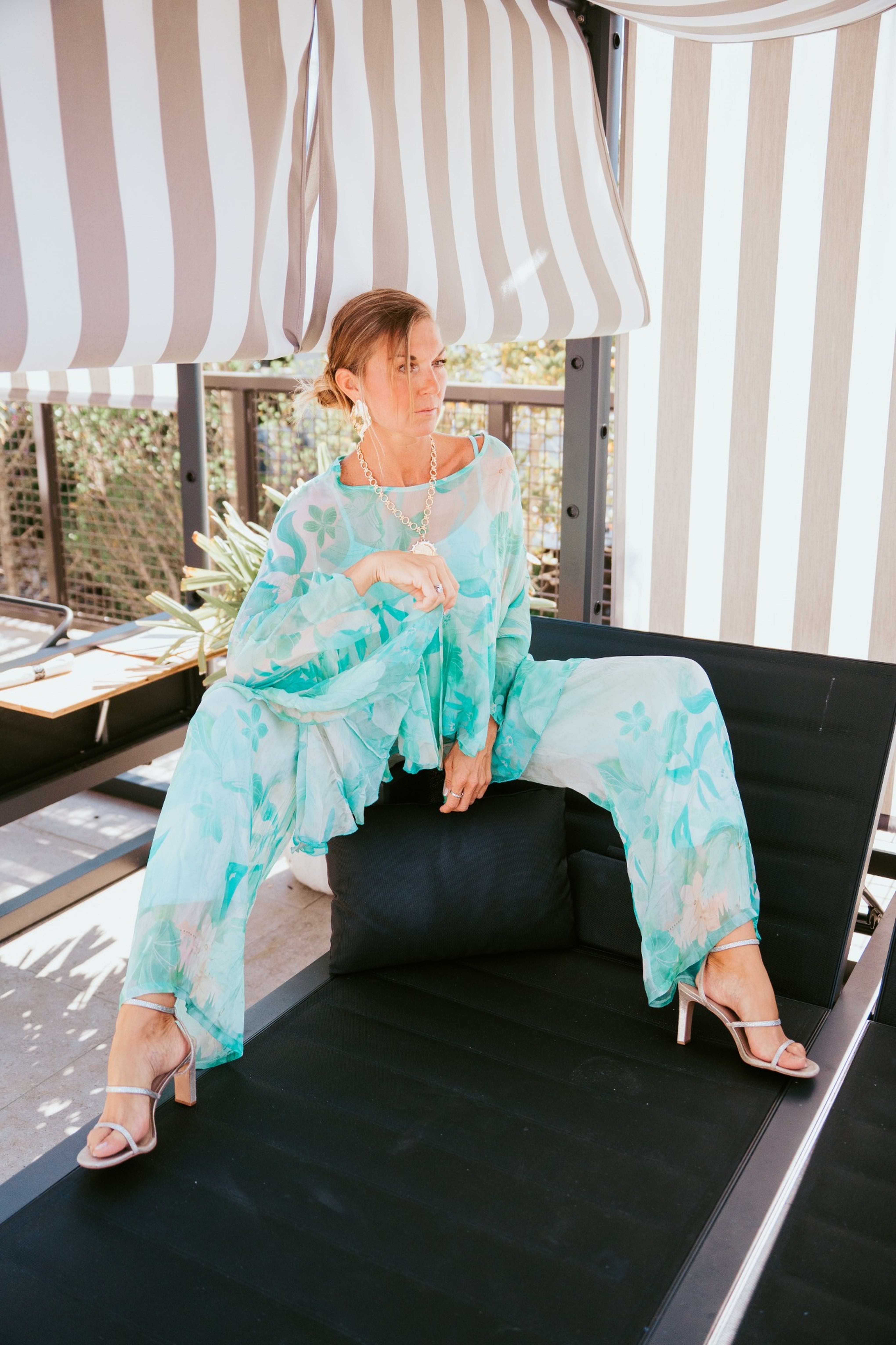 Aqua Botanical Sheer Set